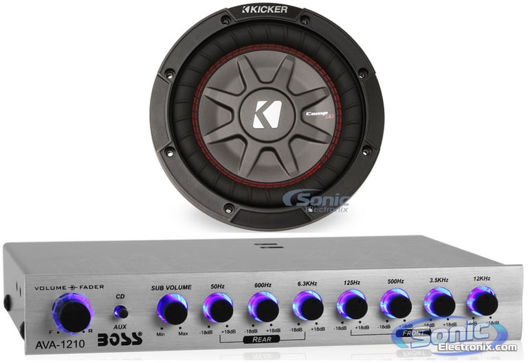 Kicker 43CWRT81 COMPRT8 8" 600w Shallow Slim Car Subwoofer Sub+7-Band Equalizer Image 1