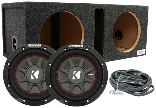 2) Kicker 43CWRT102 10" DVC 2 Ohm Car Subwoofers+Vented Sub Box Enclosure 2400W Image 1