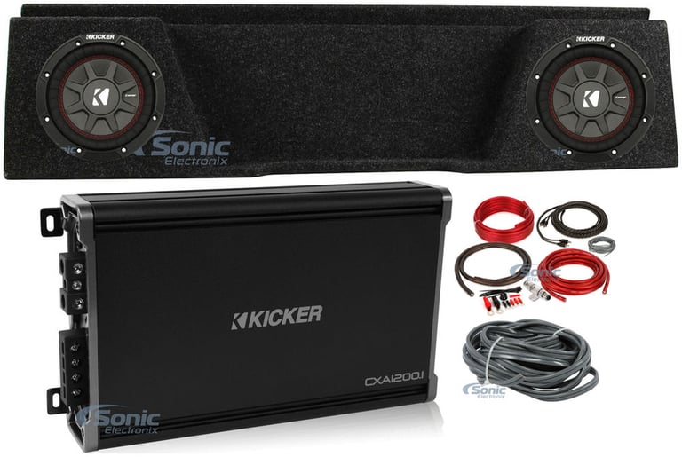 Dual 10" Kicker Subwoofers+Mono Amplifier+Sub Box+Wires For 07-13 GMC/Chevy Xcab Image 1