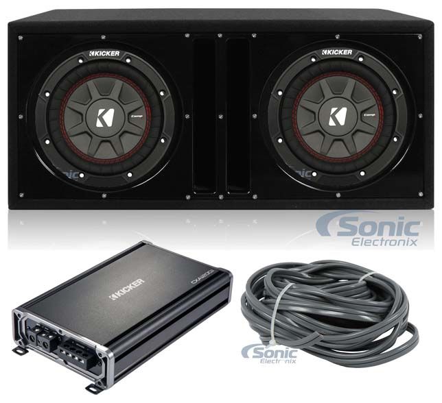 (2) Kicker 43CWRT102 10" 1600W CompRT10 Car Subwoofers+CXA1200.1 Amp+Vented Box Image 1