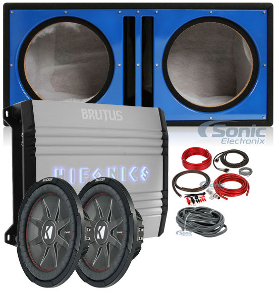(2) Kicker 43CWRT121 COMPRT12 12" 2000W Subwoofers+Vented Box+Mono Amp+Amp Kit Image 1