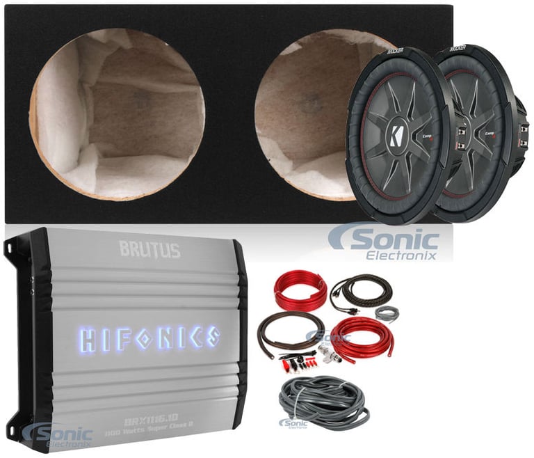 (2) Kicker 43CWRT121 COMPRT12 12" 2000W Subwoofers+Sealed Box+Mono Amp+Amp kit Image 1