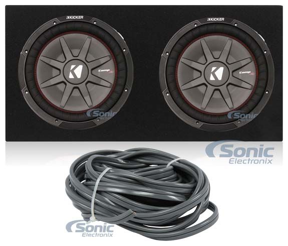 (2) Kicker 43CWRT122 COMPRT12 2000W 12" Slim Car Subwoofers+Sub Box Image 1