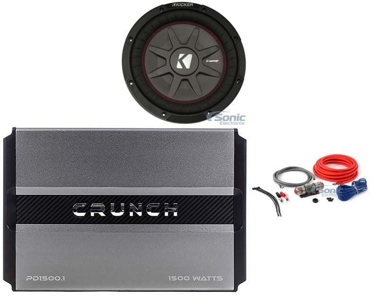 Kicker 43CWRT672 6 3/4" 300w Subwoofer + Amplifier and Amp Wiring Kit Image 1