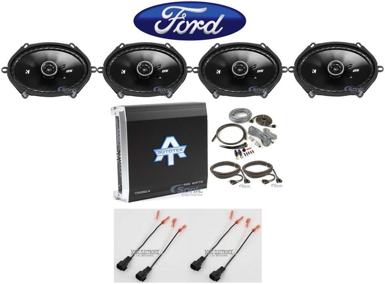 Kicker 6x8" Factory Speaker Replacement Kit+4-Ch Amp For 2005-2006 Ford Mustang Image 1