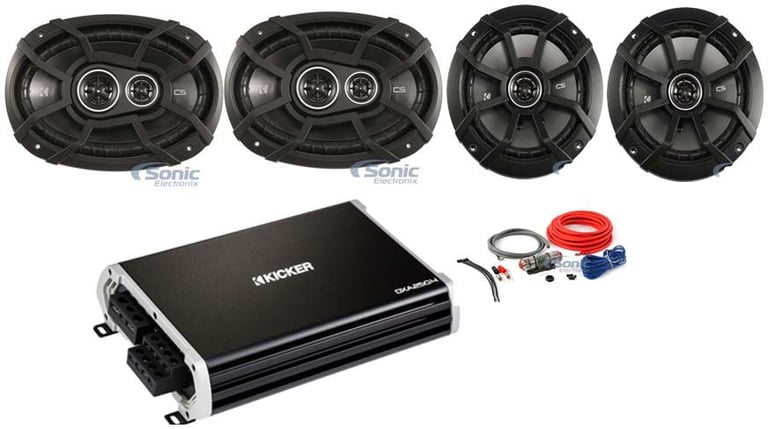 Kicker 43DXA2504 4-Channel 60Wx4 Car Audio Amplifier+6.5"+6x9" Speakers+Amp Kit Image 1