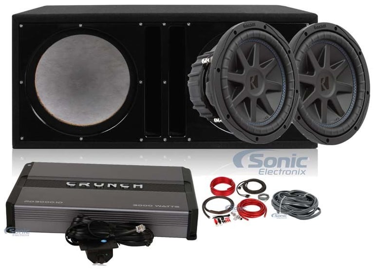 2) Kicker 44CVX104 CVX 10" Subwoofers+Vented Sub Box Enclosure+Amplifier+Amp Kit Image 1