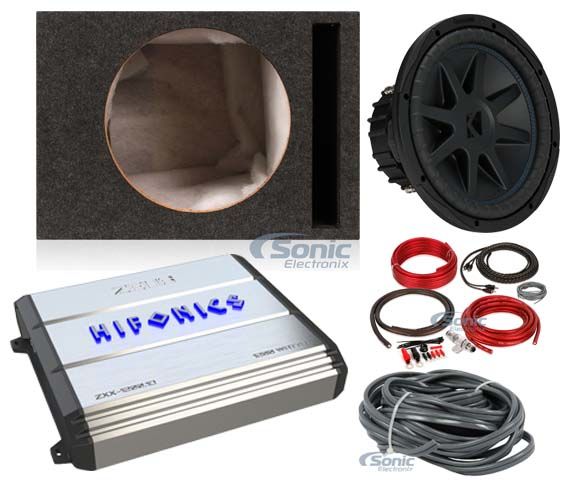 Kicker 44CVX122 Comp VX CVX 12" 1500w Subwoofer+Hifonics Amp+Vented Box+Amp Kit Image 1