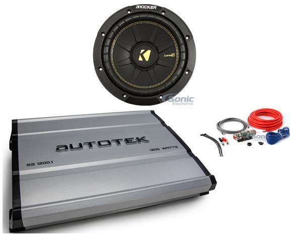 KICKER 44CWCD84 CompC 8" 400w DVC Car Audio Subwoofer Sub+Mono Amplifier+Amp Kit Image 1