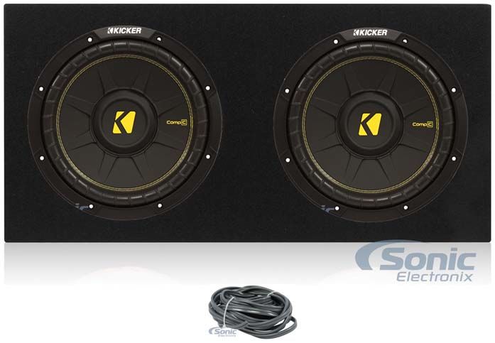 (2) Kicker 44CWCD124 CompC 12&ldquo; 1200 Watt Car Subwoofers+Sealed Sub Box Enclosure Image 1