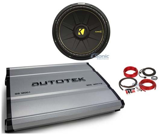 KICKER 44CWCD154 CompC 15" 1200w Car Audio Subwoofer Sub+Mono Amplifier+Amp Kit Image 1