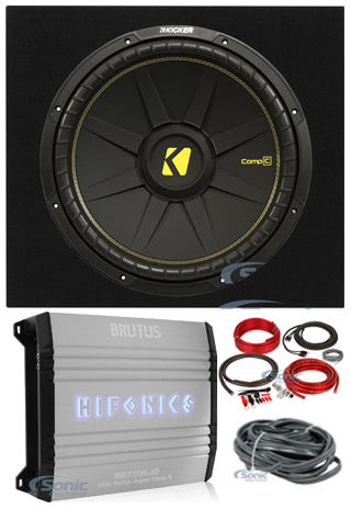 KICKER 44CWCD154 CompC 15" 1200 Watt Car Subwoofer+Amplifier+Sealed Box+Amp Kit Image 1