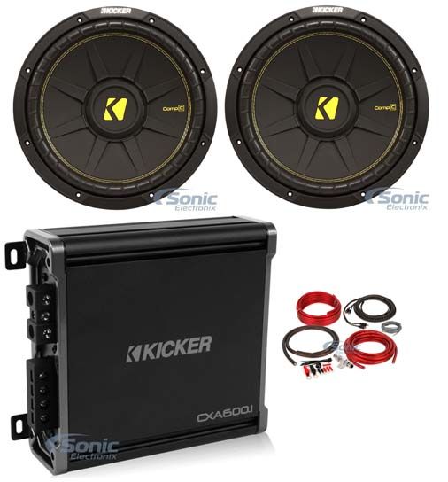 (2) KICKER 44CWCS104 CompC 10" 1000 Watt Car Subwoofers+Mono Amplifier+Amp Kit Image 1