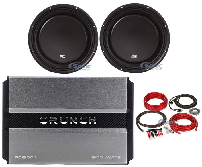 (2) MTX 3510-04S 10" 1200 Watt Shallow Slim Subwoofers Subs+Amplifier+Amp Kit Image 1