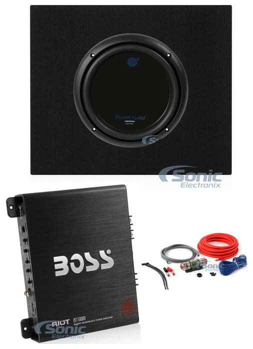 Planet Audio 1500W Subwoofer + Truck Enclosure + Boss 1100W AB Amplifier Image 1