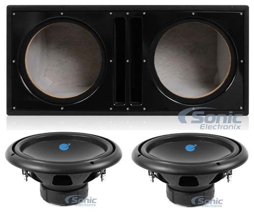 Planet Audio 12" 3600W DVC Subwoofer AC12D (2)+Dual 12" Vented Sub Box Enclosure Image 1