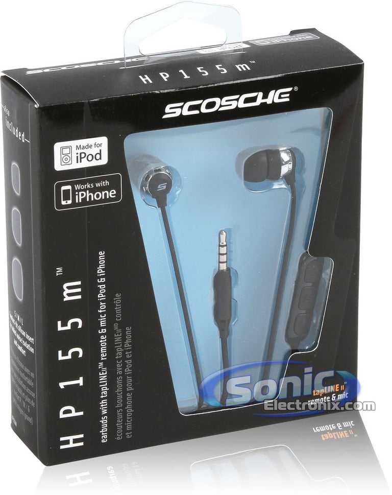 Scosche HP155m Noise Isolation Earbuds with tapLINE II & Microphone (Black/Chrome) Image 8