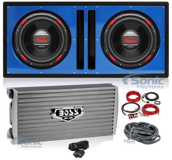 (2) Boss Audio AR120DVC 12" 1600w Subwoofers+Vented Box+Mono Amplifier+Amp Kit Image 1