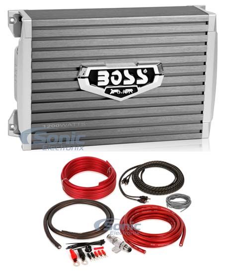 BOSS AR1200.2 Amplifier + 4 Gauge Amp Kit Image 1