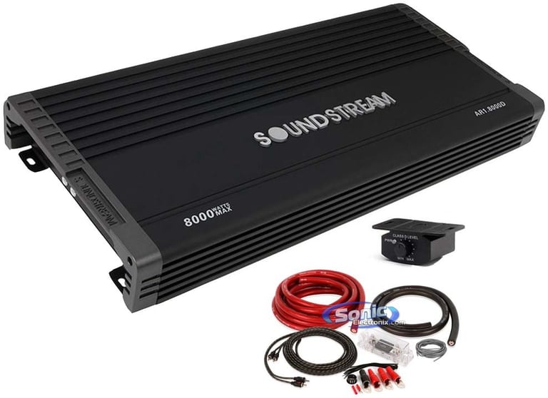Soundstream AR1.8000D 8000w Mono Amplifier + Amp Kit Image 1