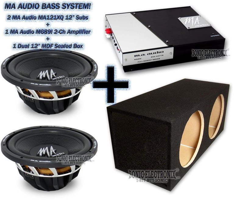 MA Audio XQ 12" Combo: M689I + 2) MA121XQ + Dual 12" MDF Sealed Box Image 1