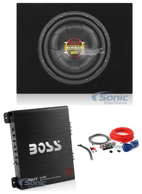 Boss Audio D12F 12" 1000W Subwoofer + Shallow Enclosure + Amplifier & Amp Kit Image 1