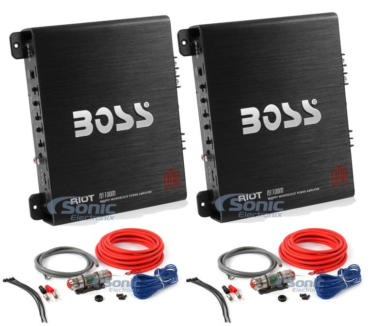 Boss 1100W Monoblock Car Audio Amplifier (2 Pack) & 8 Gauge Amp Kit (2 Pack) Image 1