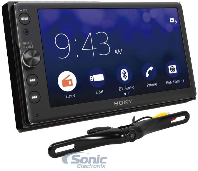 Sony XAV-AX100 Carplay / Android Auto + License Plate Mount Rearview Camera Image 1