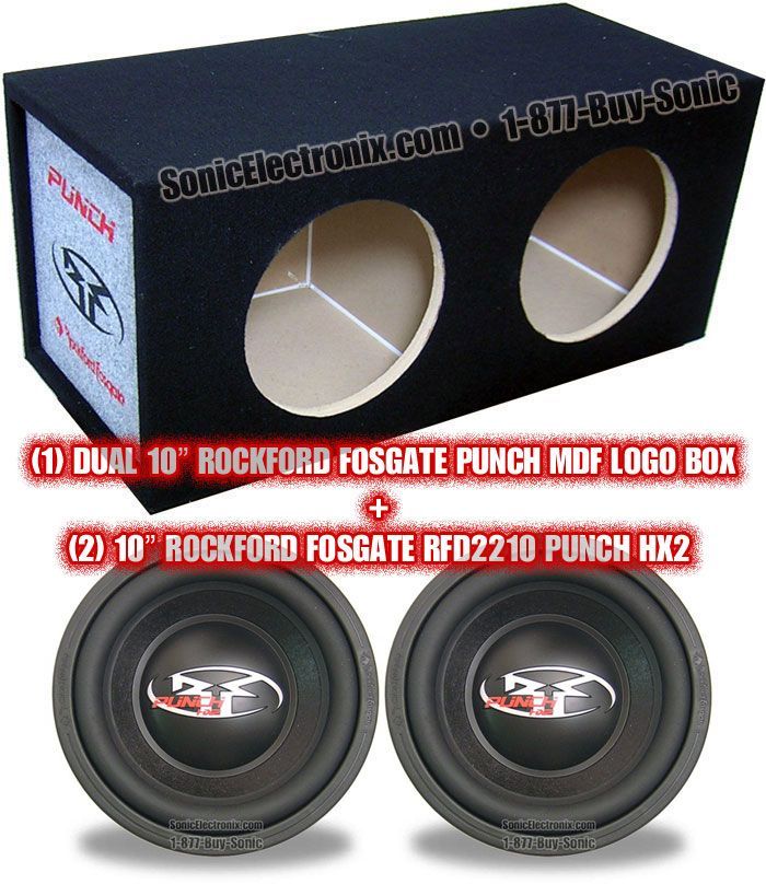 (2) Rockford Fosgate RFD2210 10" HX2 + Dual 10" MDF Logo Enclosure Image 1