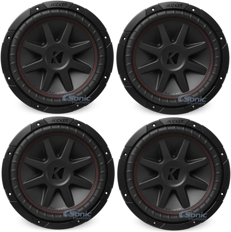 Kicker 700 Watt 10 Inch CompVR 2 Ohm Subwoofer Car Bass Power Sub (4 Pack) Image 1
