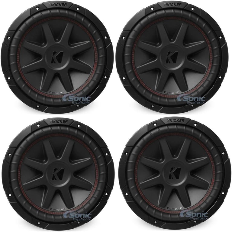 Kicker CompVR 12 Inch 2 Ohm 800 Watt Peak DVC Car Audio Subwoofer (4 Pack) Image 1
