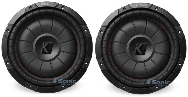 (2) Kicker 43CVT102 COMPVT 10" 1600w Shallow Slim Car Subwoofers Subs CVT10-2 Image 1