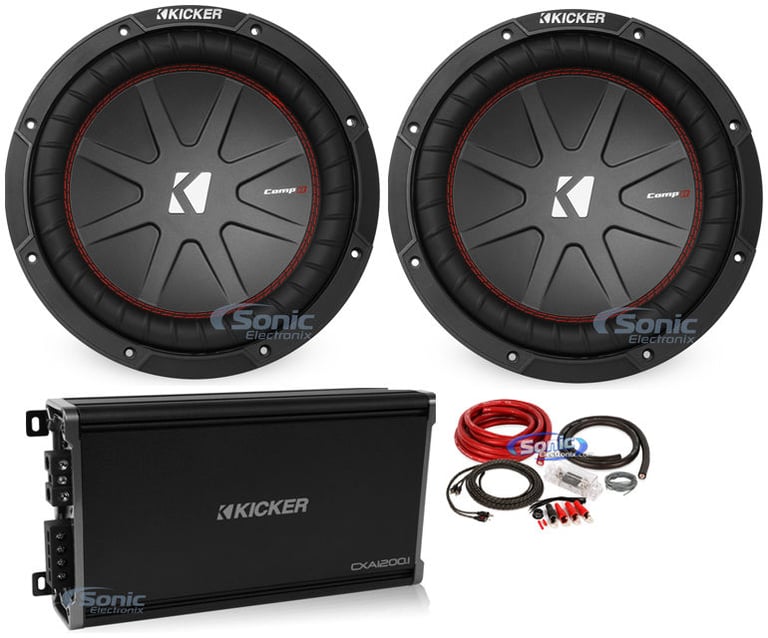 (2) Kicker 43CWR102 CompR 10" 1600W DVC Subwoofers+CXA1200.1 Amplifier+Amp Kit Image 1