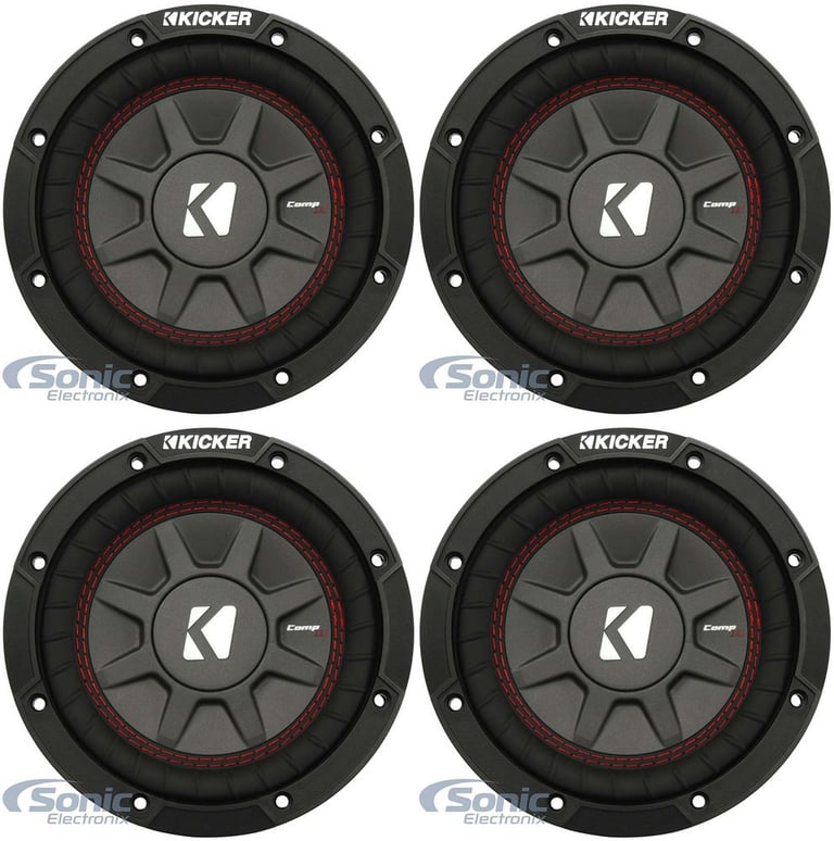 Kicker CompRT 10 Inch 800 Watt Max Dual 2 Ohm Slim Car Subwoofer (4 Pack) Image 1