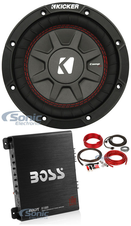Kicker 43CWRT102 10" CompRT10 400W DVC 2-Ohm Car Sub+500W Mono Amplifier+Amp Kit Image 1