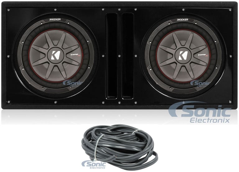 (2) Kicker 43CWRT122 COMPRT12 2000W 12" Car Sub+Vented Sub Box Enclosure(Black) Image 1