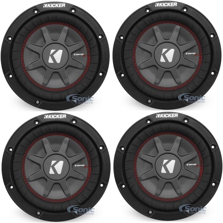 Kicker 8 Inch Dual 600 Watt CompRT 2 Ohm Shallow Slim Car Subwoofer (4 Pack) Image 1