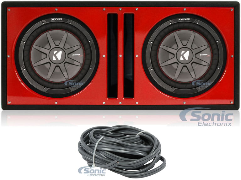 (2) Kicker 43CWRT122 COMPRT12 2000W 12" Car Sub+Vented Sub Box Enclosure(Red) Image 1