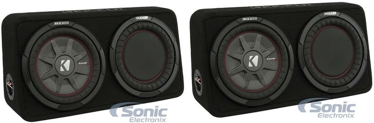 Kicker 800W Dual 10 Inch 4-Ohm Slim Shallow Loaded Subwoofer Enclosure (2 Pack) Image 1