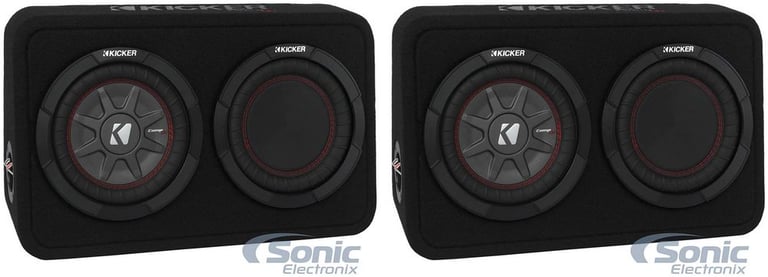 Kicker 600W Dual Loaded 8" 2 Ohm Shallow Sealed Subwoofer Box Enclosure (2 Pack) Image 1