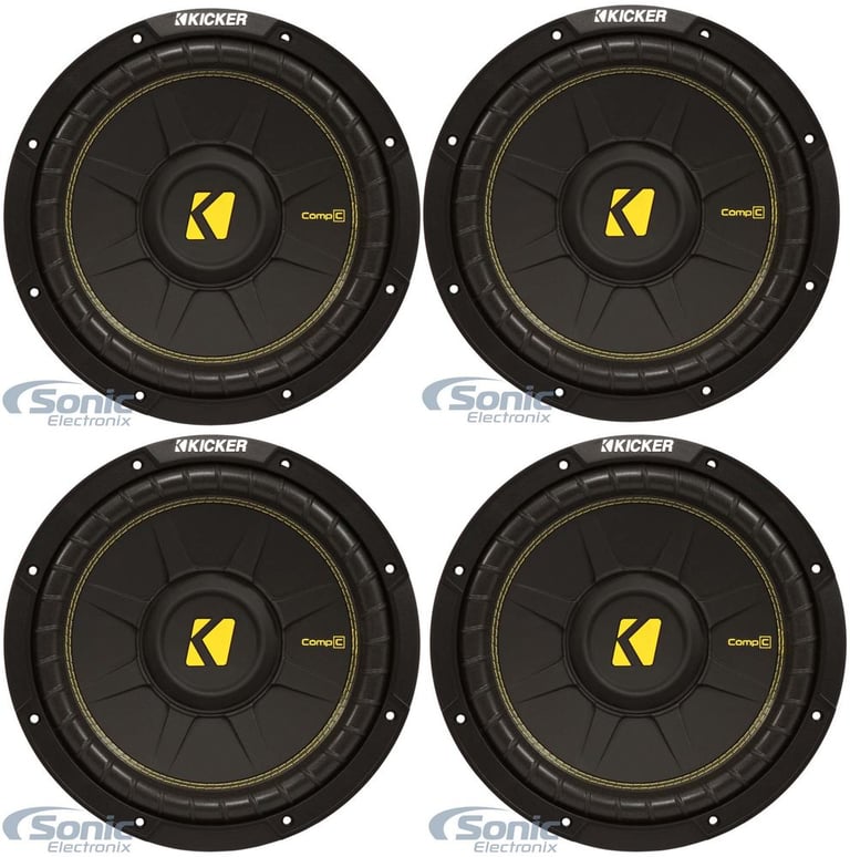 Kicker 12 Inch CompC 1200 Watt 4 Ohm Single Voice Coil SVC Subwoofer (4 Pack) Image 1