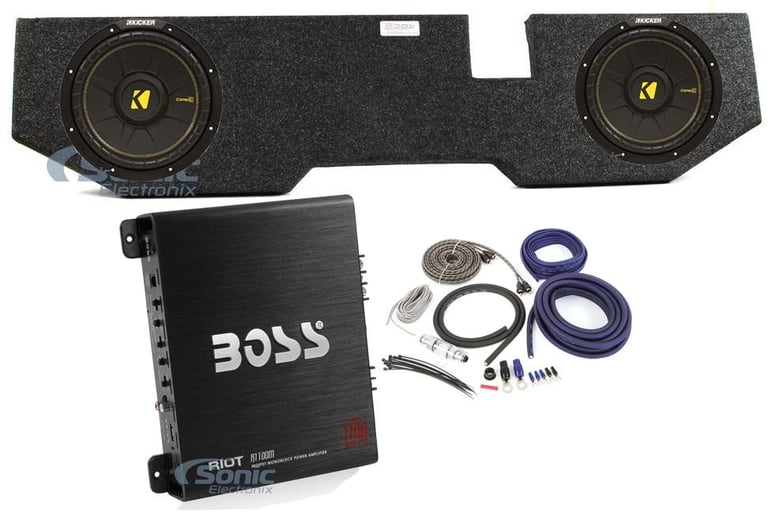 2 KICKER 12" 600W Subwoofers+Dodge Ram Quad Cab '02-New 12" Box+Amp+Amp Kit Image 1