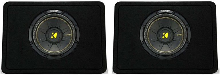 Kicker 10-Inch CompC 2-Ohm Loaded Shallow Subwoofer Box Enclosure (2 Pack) Image 1