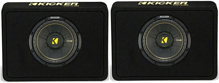 Kicker 10 Inch 600 Watt 4 Ohm Vented Thin Profile Subwoofer Enclosures (2 Pack) Image 1