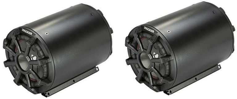 Kicker Car Audio Tube Enclosure with 8 Inch 4 Ohm Subwoofer and Grill (2 Pack) Image 1