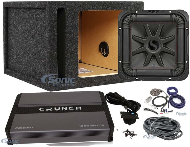 KICKER 45L7R104 10" 1000w L7R, Solo-Baric Sub+Box(Gray)+Amplifier+Amp Kit Image 1