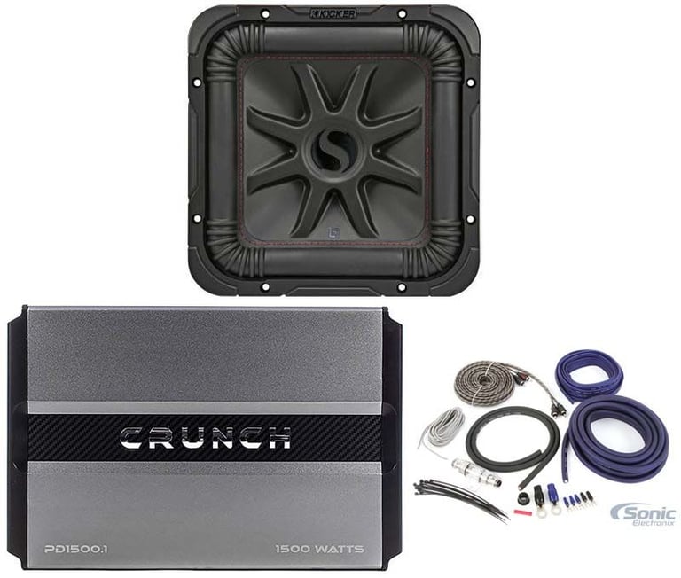 KICKER 45L7R104 10" 1000w L7R Car Subwoofer, Solo-Baric Sub+Amplifier+Amp Kit Image 1