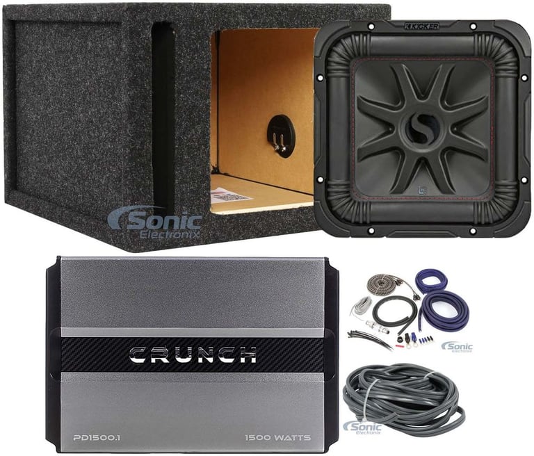 KICKER 45L7R104 10" 1000w L7R, Solo-Baric Sub+Box(Black)+Amplifier+Amp Kit Image 1