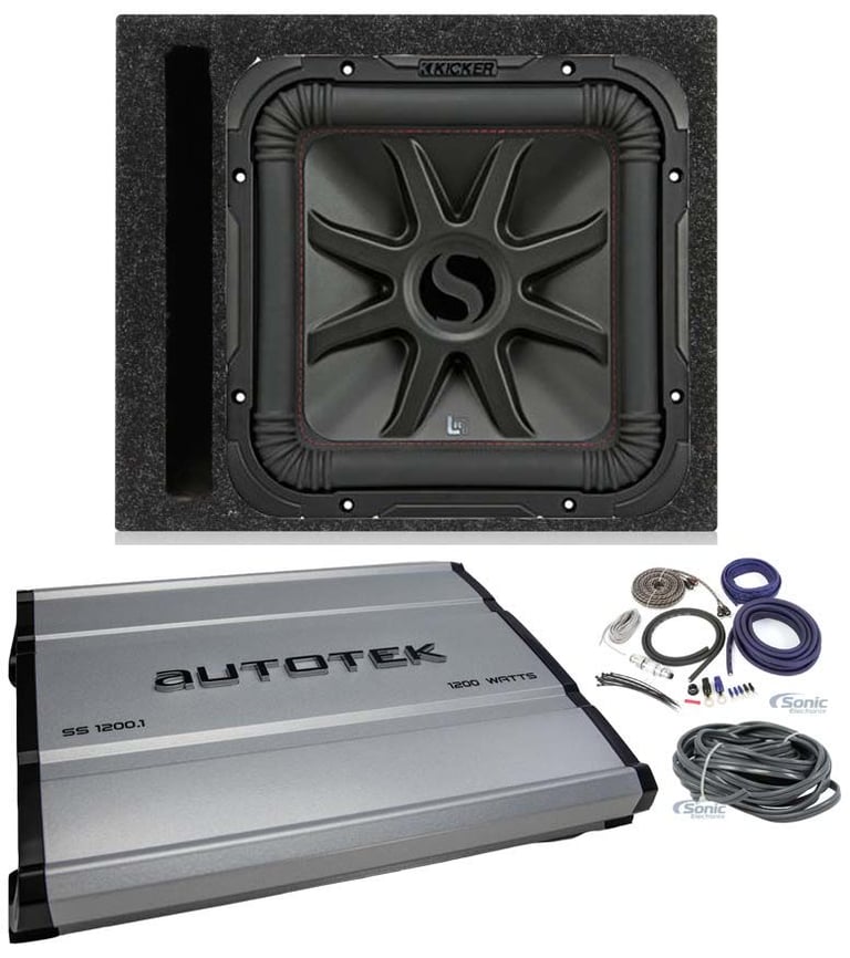 KICKER 45L7R124 12" 1200w L7R Subwoofer Solo-Baric L7R124+Amplifier+Vented Box Image 1