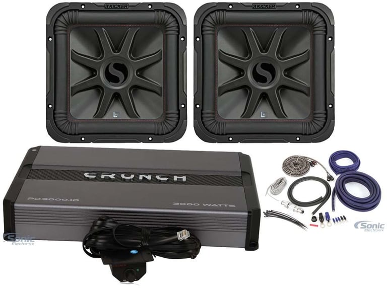 (2) KICKER 45L7R124 12" 2400w L7R Subwoofers Solo-Baric+Mono Amplifier+Amp Kit Image 1